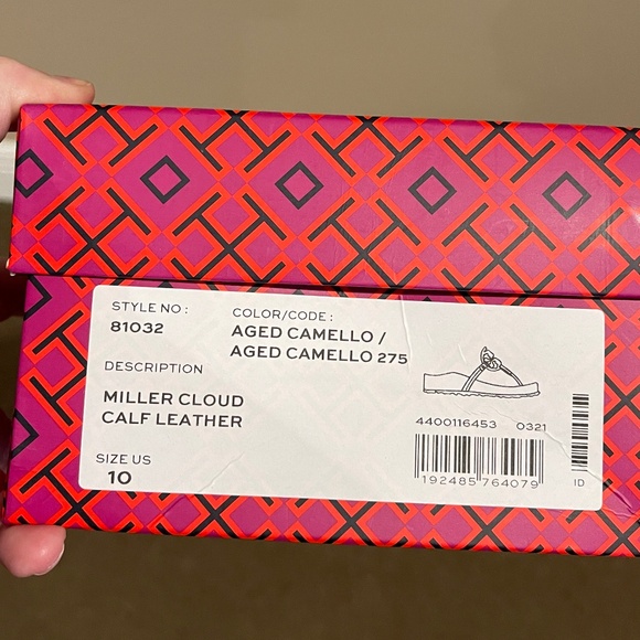 Tory Burch Miller Cloud Calf Leather Sandal 81032 Aged Camel Brown 10 New NIB - Picture 7 of 7